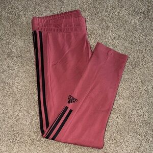 adidas Rose Pink Leggings with Black Side Stripes